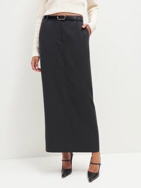 Reformation Cairo Mid Rise Maxi Black Tencel Skirt Size 12
